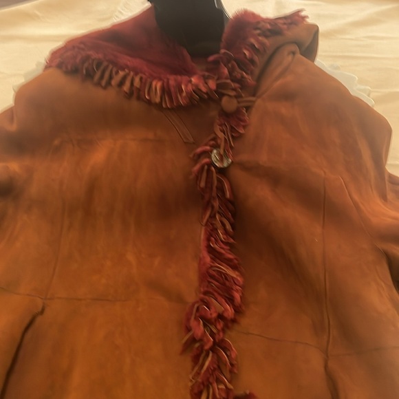 Vintage cognac Shearling jacket jacket Christia - Picture 3 of 7